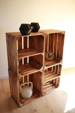 Teramico Holzkiste Regal aus Holzkisten 4er Set 50 x 40 x 30cm, Aufbewahrungsbox