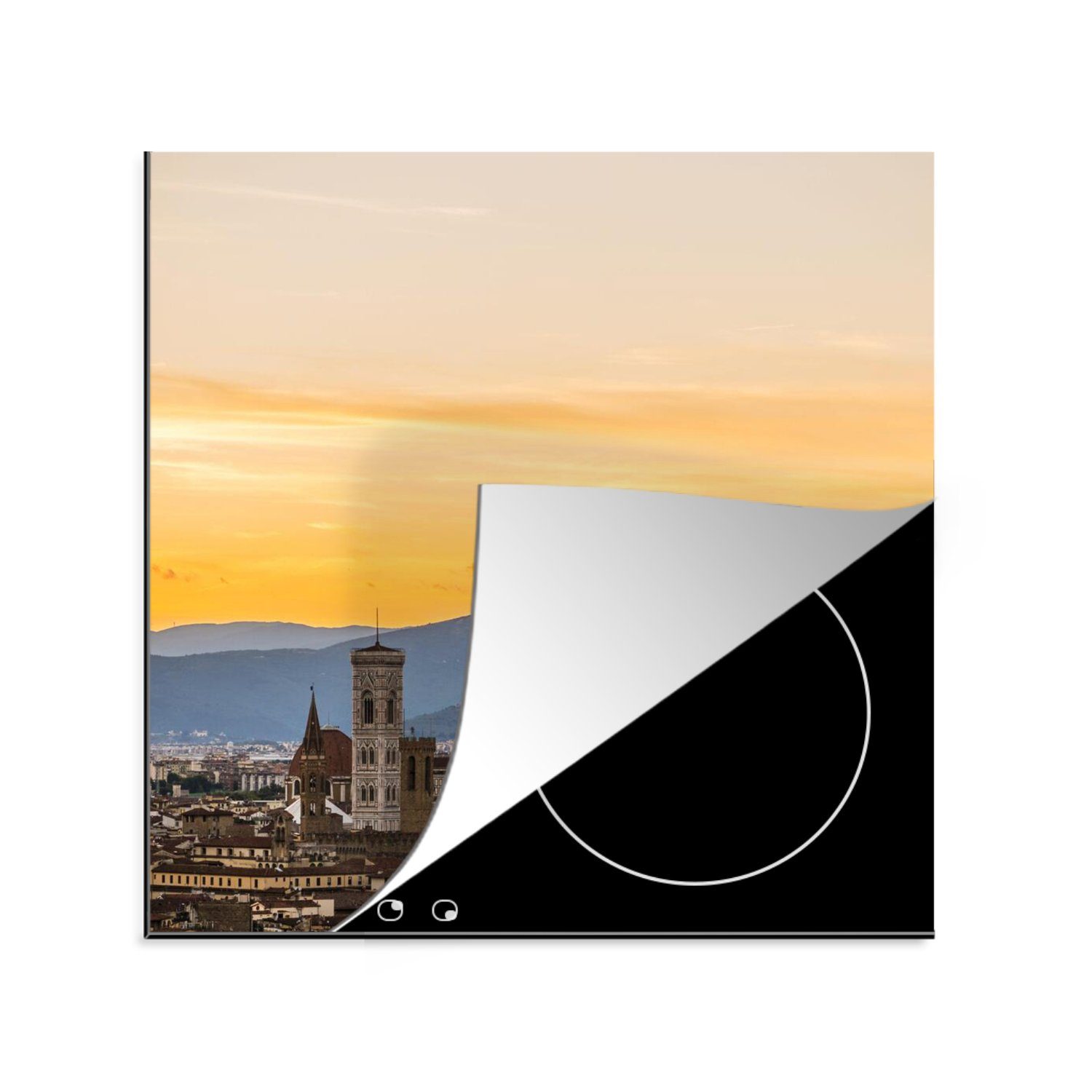 MuchoWow Herdblende-/Abdeckplatte Florenz - Sonne - Kathedrale, Vinyl, (1 tlg), 78x78 cm, Ceranfeldabdeckung, Arbeitsplatte für küche