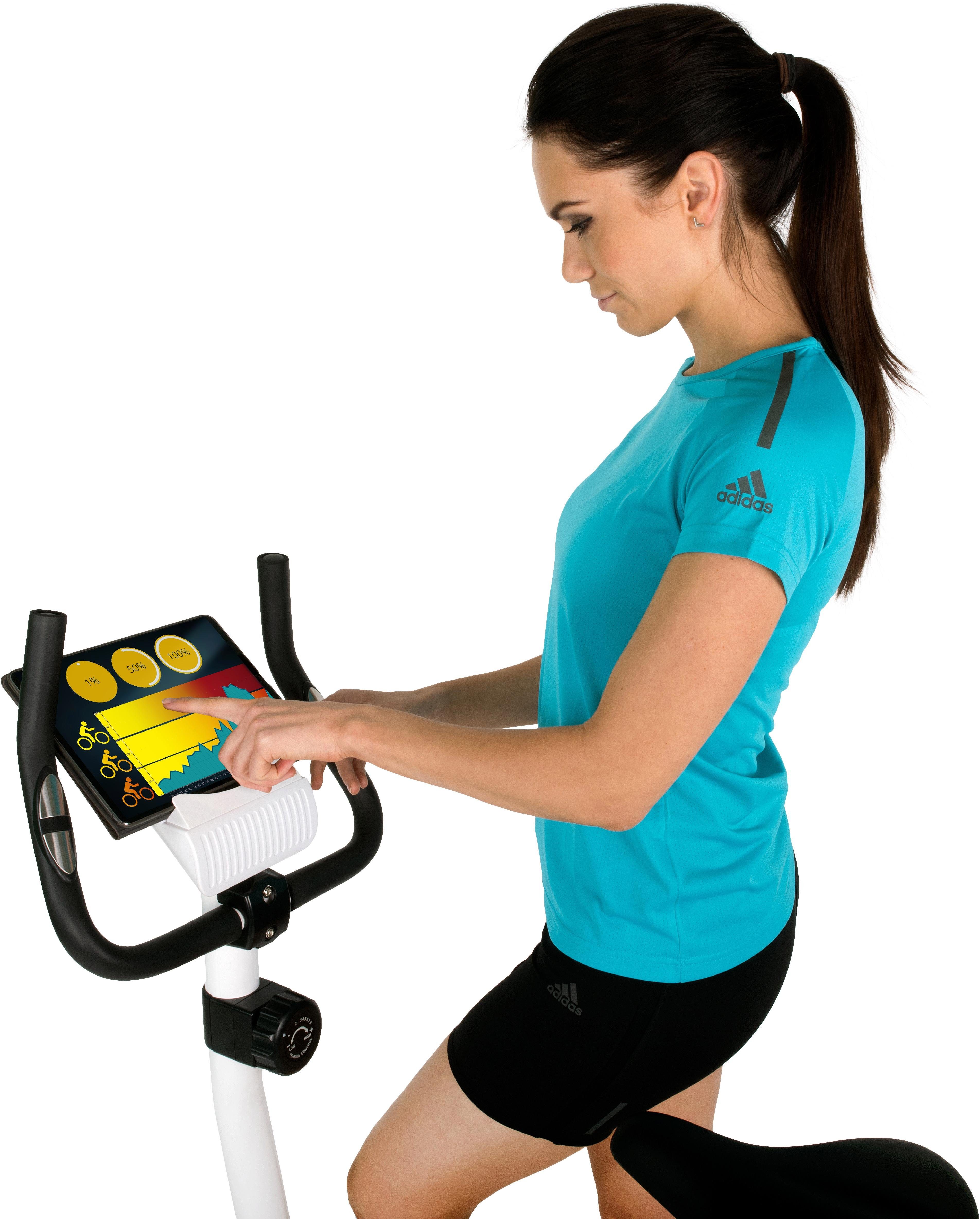 Christopeit Sport® Heimtrainer CL 2 (Computer mit Halterung für Tablet bzw. Smartphone), 100 kg max. Benutzergewicht, Fahrrad, 8 Widerstandsstufen