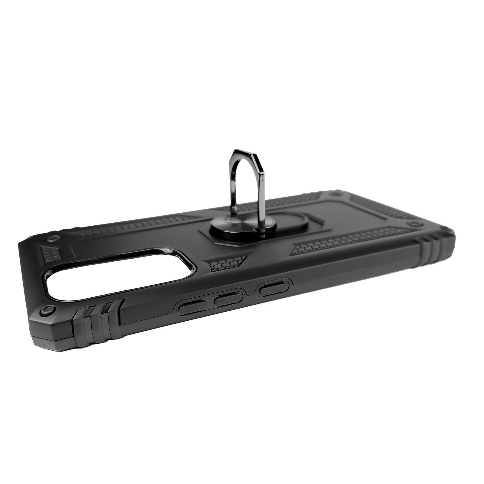 Traumhuelle Handyhülle RING HÜLLE Armor Handy Outdoor Case Standfunktion Finger-Halterung 5G, Cover für magnetische KFZ Halterung Shield Bumper 360° drehbarer Ring