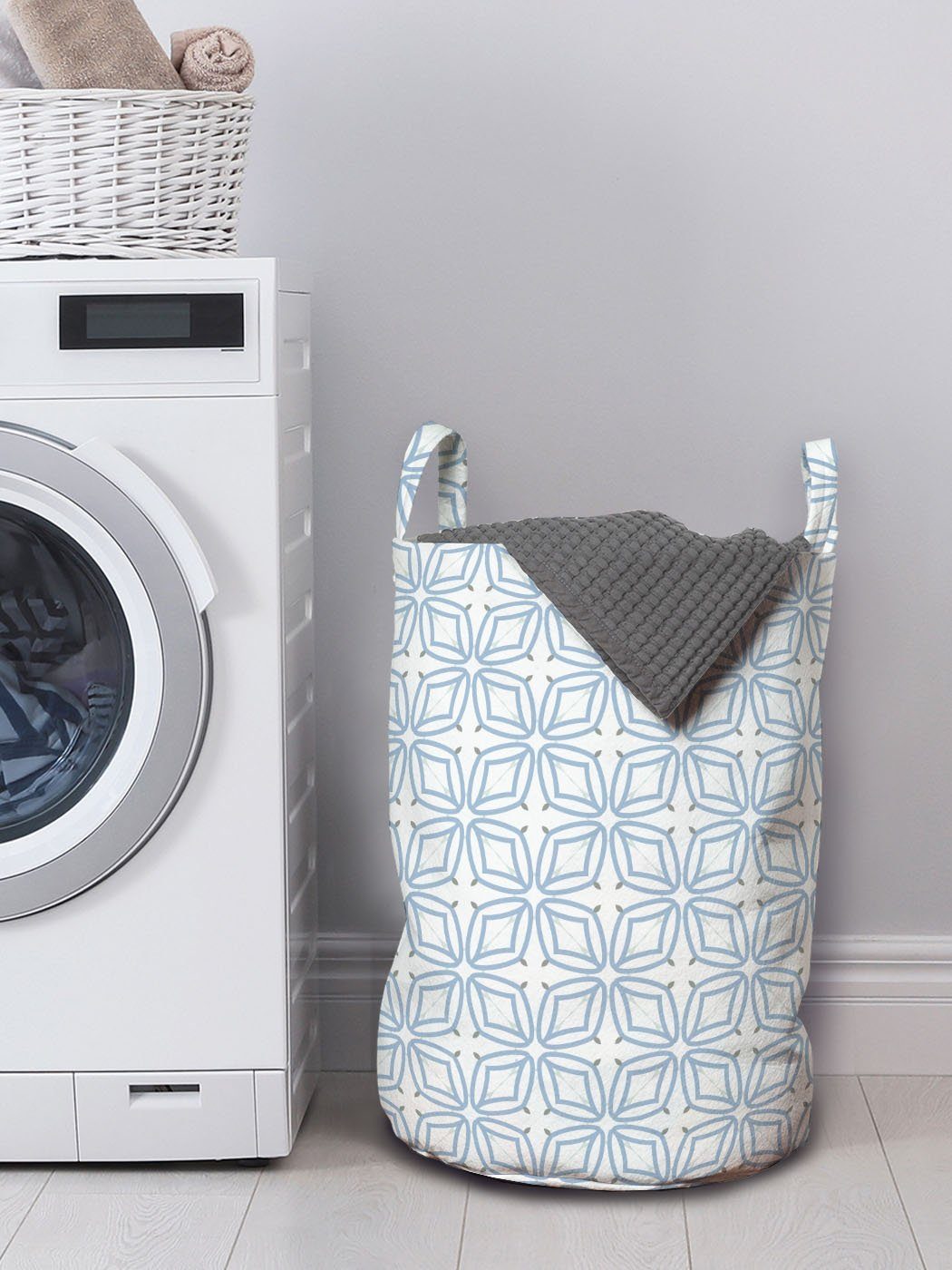 Wäschekorb Wäschesäckchen Waschsalons, Abakuhaus für geometrisch Formen abstrakte Blaue mit Griffen Kordelzugverschluss