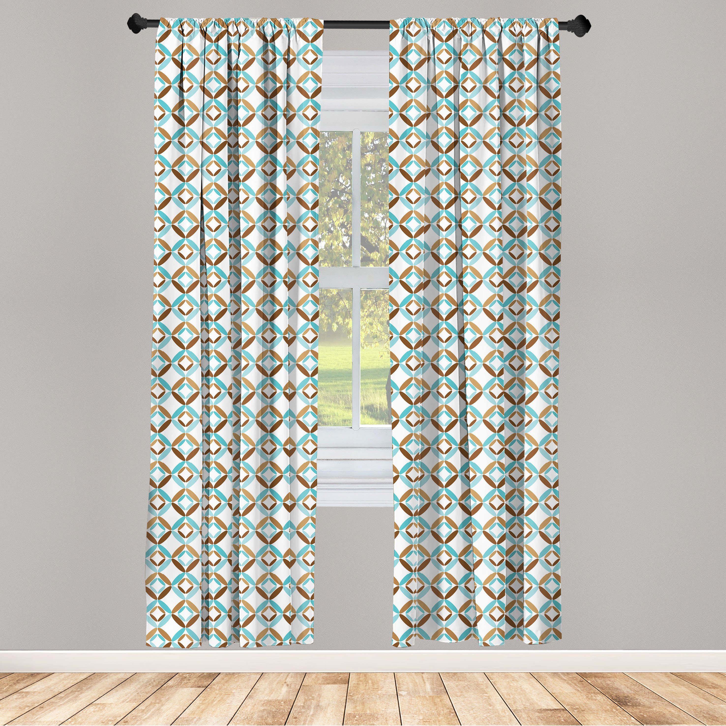 Gardine Vorhang für Wohnzimmer Schlafzimmer Dekor, Abakuhaus, Microfaser, Abstrakt Geometrische Formen