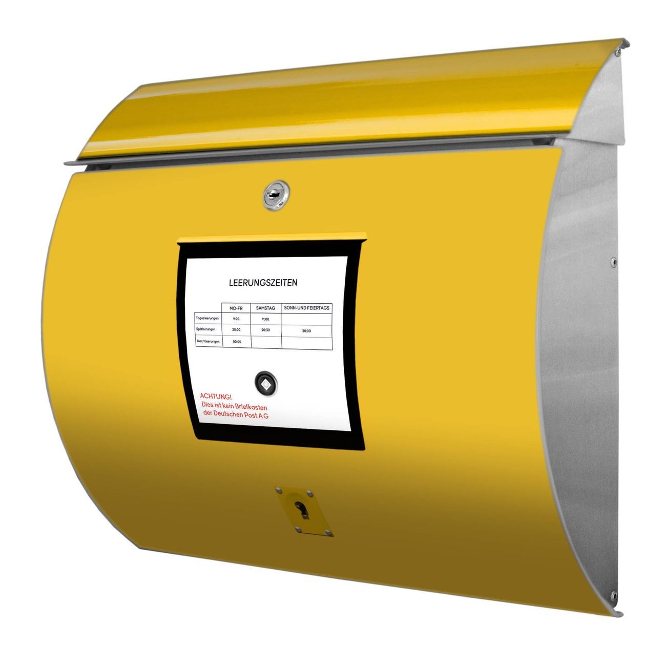 banjado Wandbriefkasten Edelstahl Briefkasten Gelb (Wandbriefkasten UV- / Witterungsbeständig, Edelstahl), 37,6 x 33 x 10,6 cm