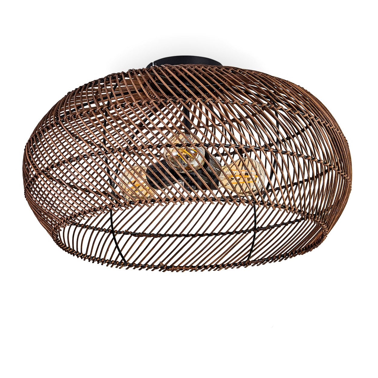 hofstein Deckenleuchte moderne Deckenlampe aus Metall/Rattan in Schwarz/Dun günstig online kaufen