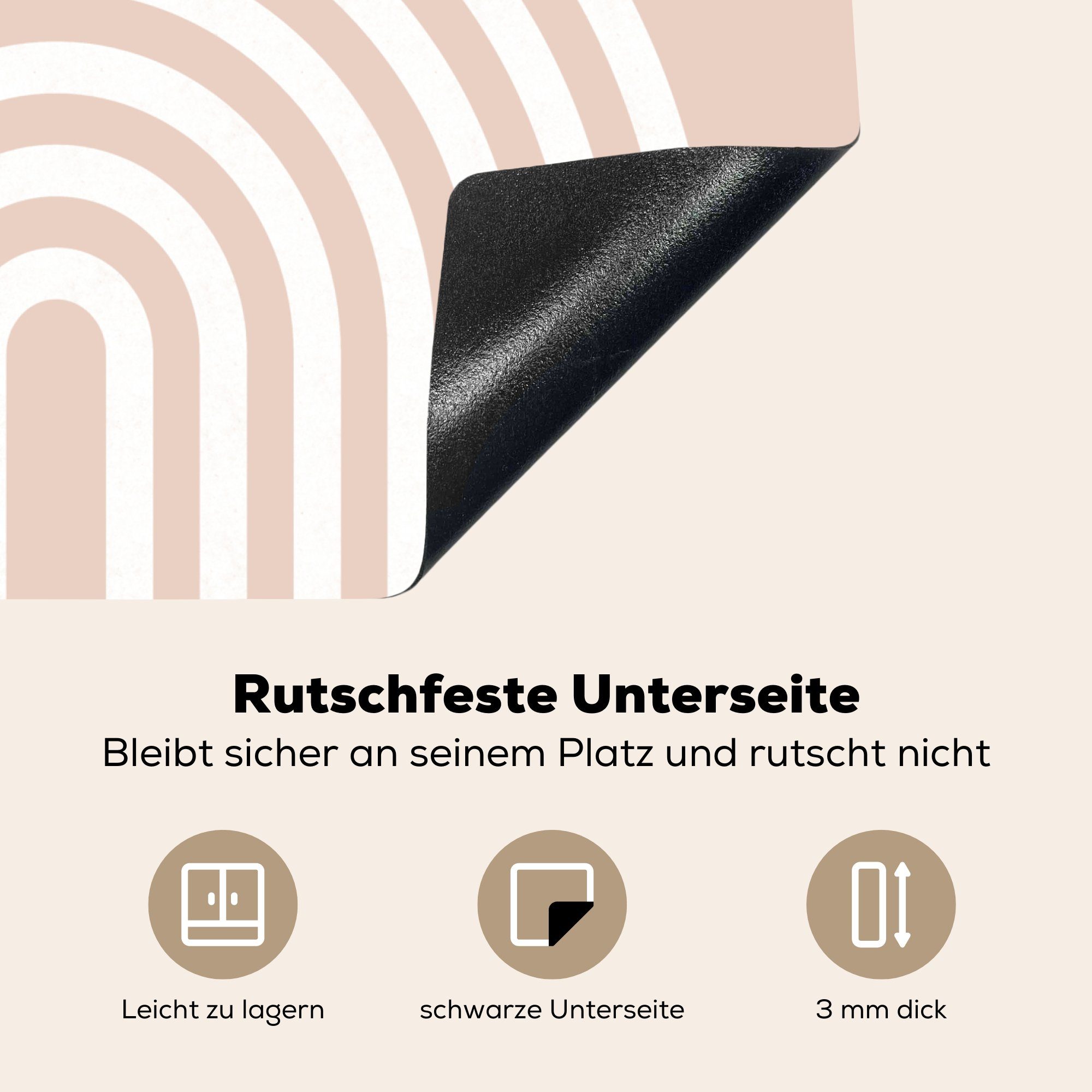cm, - nutzbar, Rosa, (1 Vinyl, - Herdblende-/Abdeckplatte Abstrakt tlg), Weiß MuchoWow - Arbeitsfläche Regenbogen 60x52 Mobile - Kunst Ceranfeldabdeckung