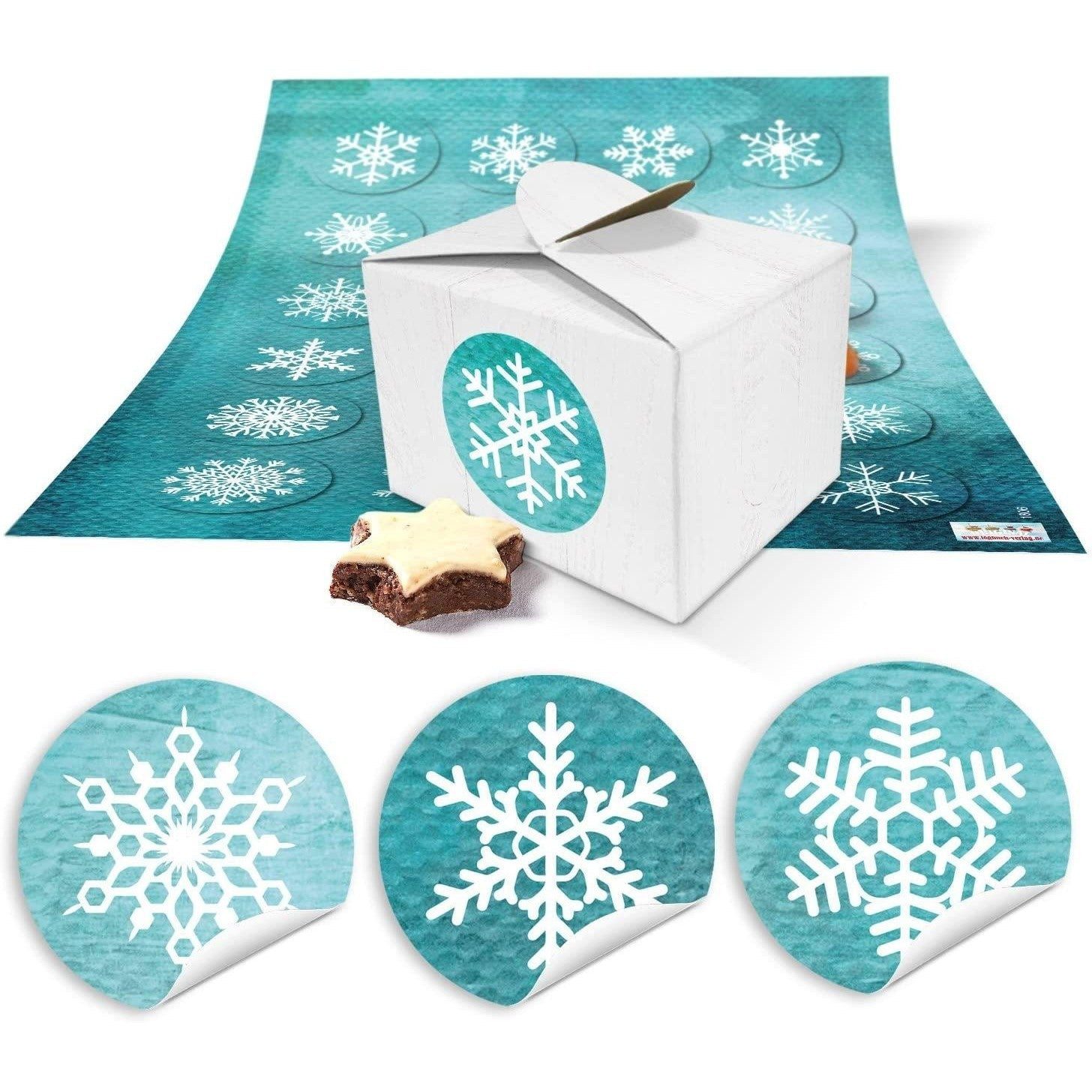 Logbuch-Verlag Aufkleber 24 Geschenkboxen weiß 8 x 6,5 x 5,5 cm mit runden Aufklebern