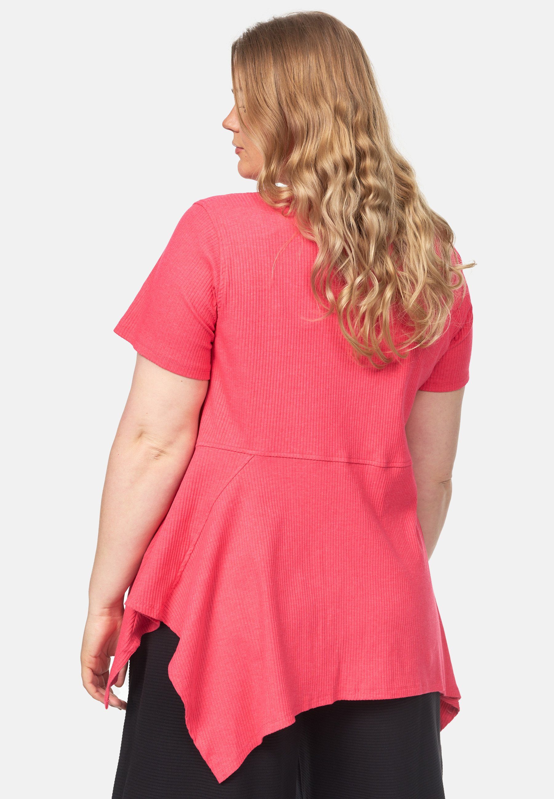 A-Linie Kekoo Tunika Saum 'Adele' Shirt Tunikashirt asymmetrischem Pink mit