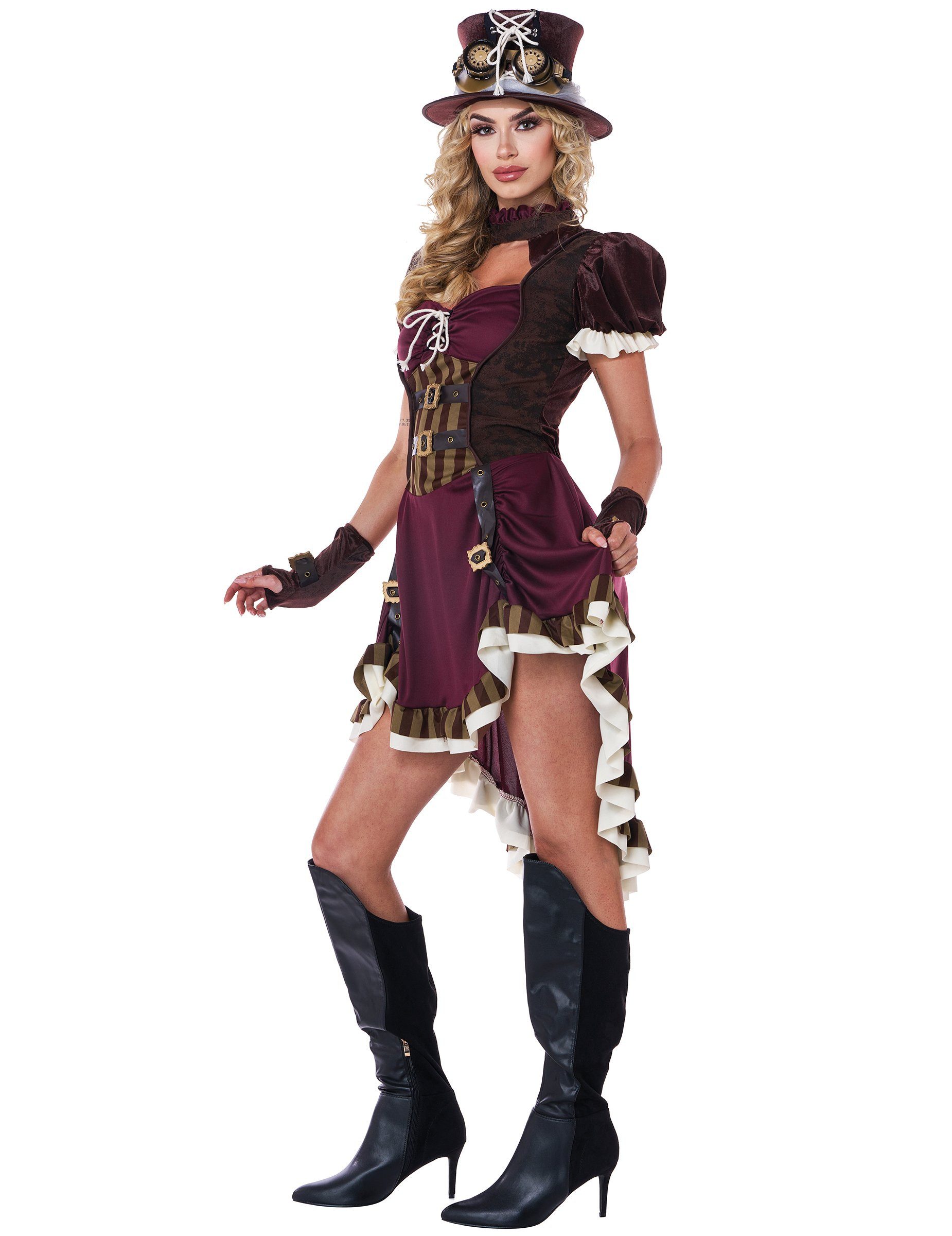 California Costumes Kostüm Steampunk Lady Damenkostüm rot-braun-gold