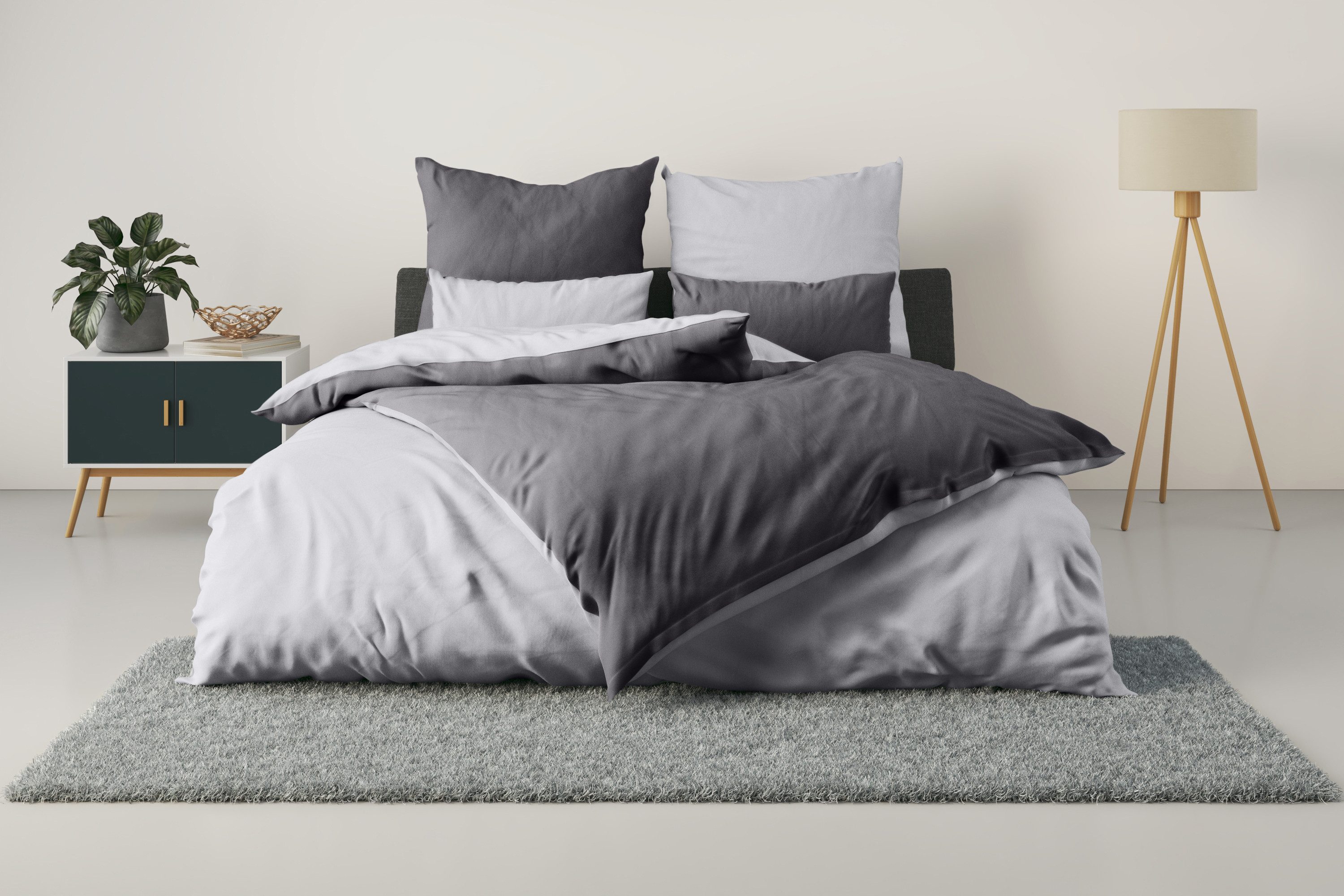 OTTO home Wendebettwäsche Desner2 100% Microfaser, extra weich, allergikerfreundlich, Microfaser, 2 teilig, Premium Qualität, uni, schnell trocknend, pflegeleicht, ab 135x200 cm