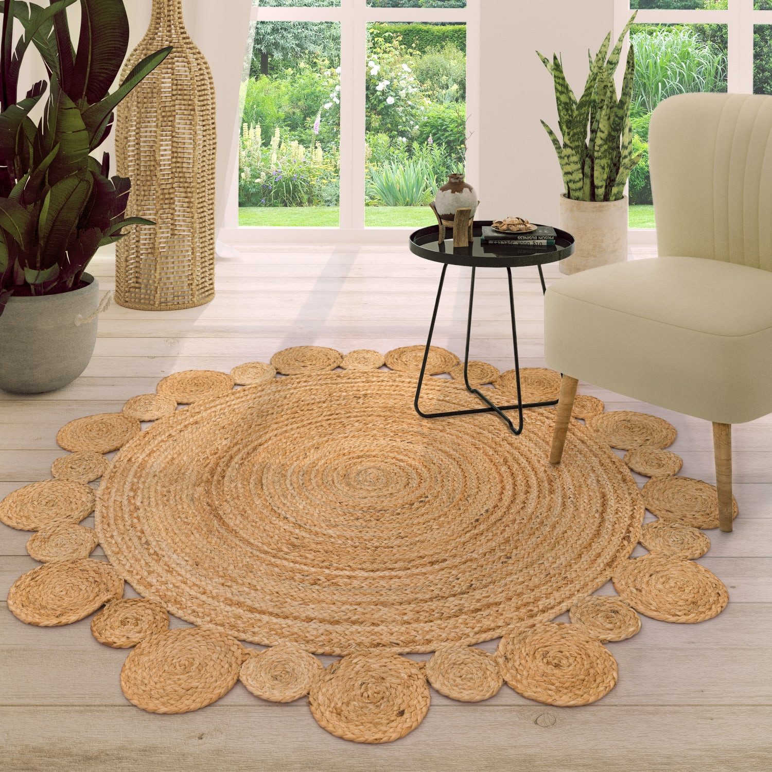 TT Home Teppich Diele, Esszimmer, Flur, Kinderzimmer, Schlafzimmer, Wohnzimmer, Rund, Höhe: 9 mm, Wohnzimmer Teppich Rund Kurzflor Hangefertigt Modern Unifarben Cutout