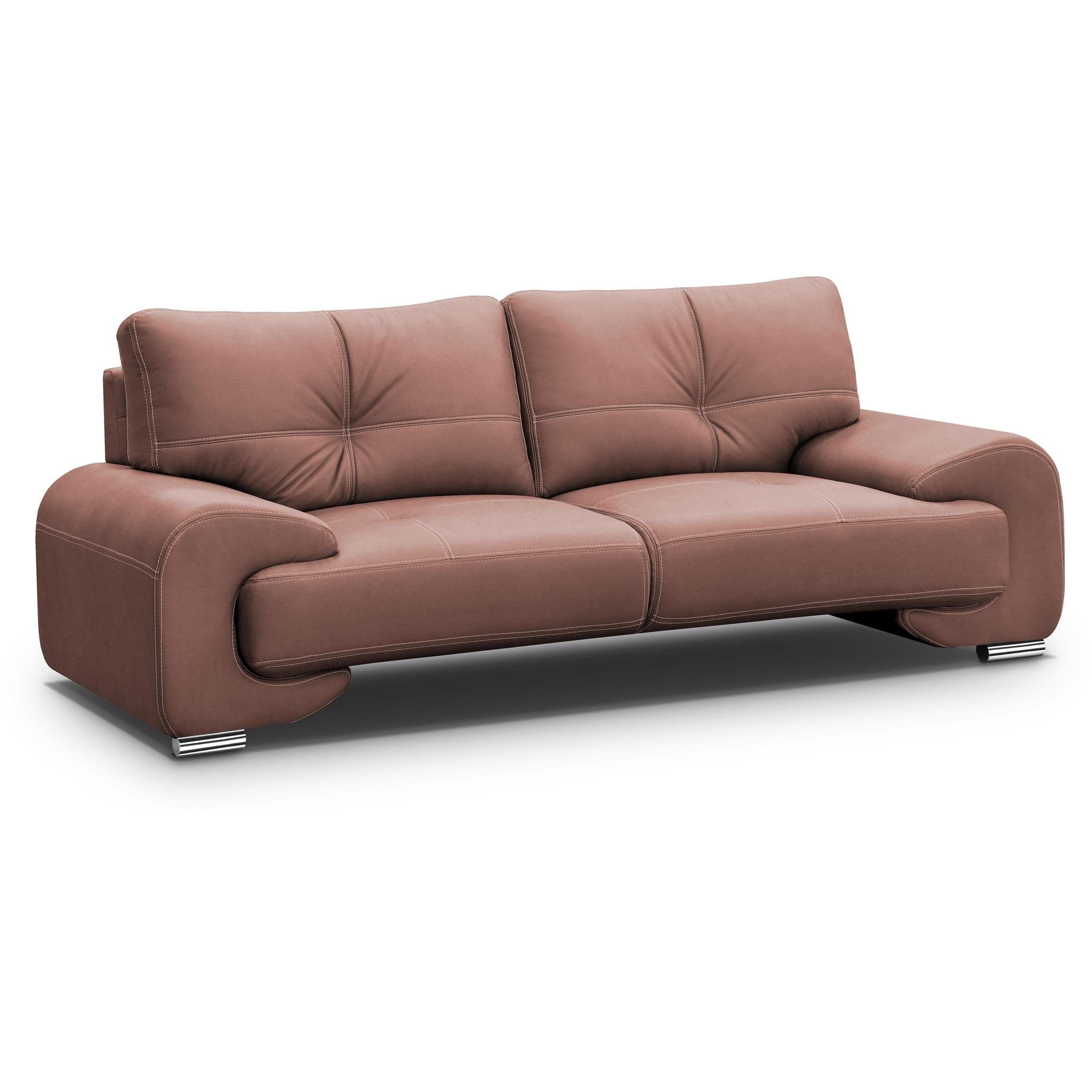 Beautysofa 3-Sitzer Maxime lux, 3-Sitzer Sofa im modernes Design, mit Wellenunterfederung, mit dekorativen Nähten, Kunstleder, Dreisitzer Ginger (vega 56) | Einzelsofas