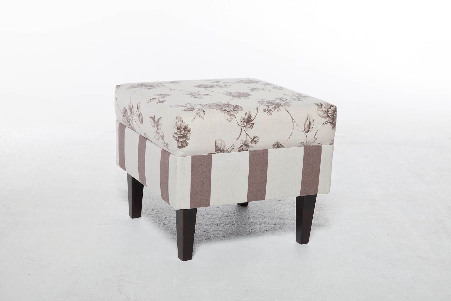 Trendmöbel24 Polsterhocker Hocker für Ohrensessel Aversa mit schöner Landhausstoff Kombination