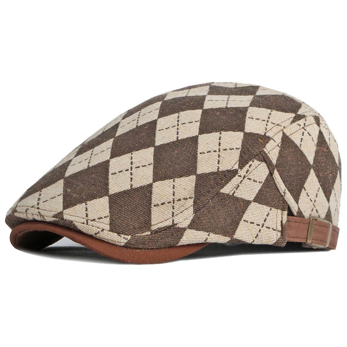 Sporty Flat Cap Gatsby Karo Retro karierte Schirmmütze mit Schirm Schiebermütze