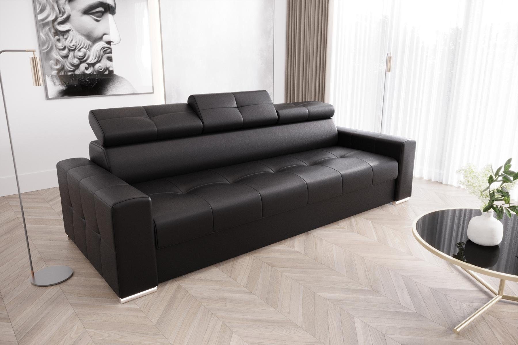 Schwarz Sitz 3er Sofa in Made Dreisitzer, Zimmer Möbel Polster Europe Moderne Weiß JVmoebel Sofas