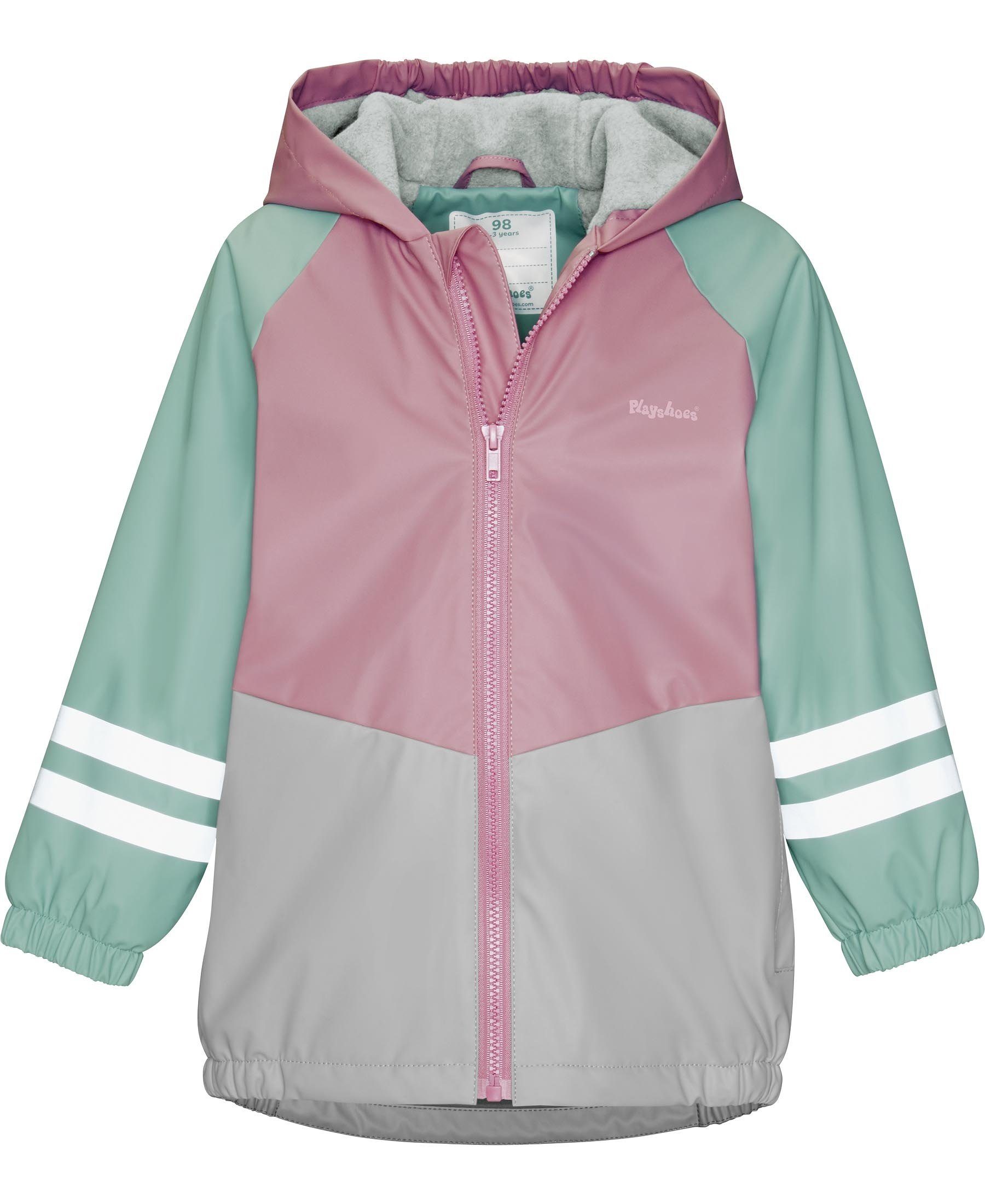 Playshoes Regenjacke Regenjacke Fleece-Futter rosa/grün