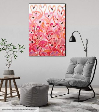 KUNSTLOFT Gemälde Flamingos in Love 60x90 cm, Leinwandbild 100% HANDGEMALT Wandbild Wohnzimmer