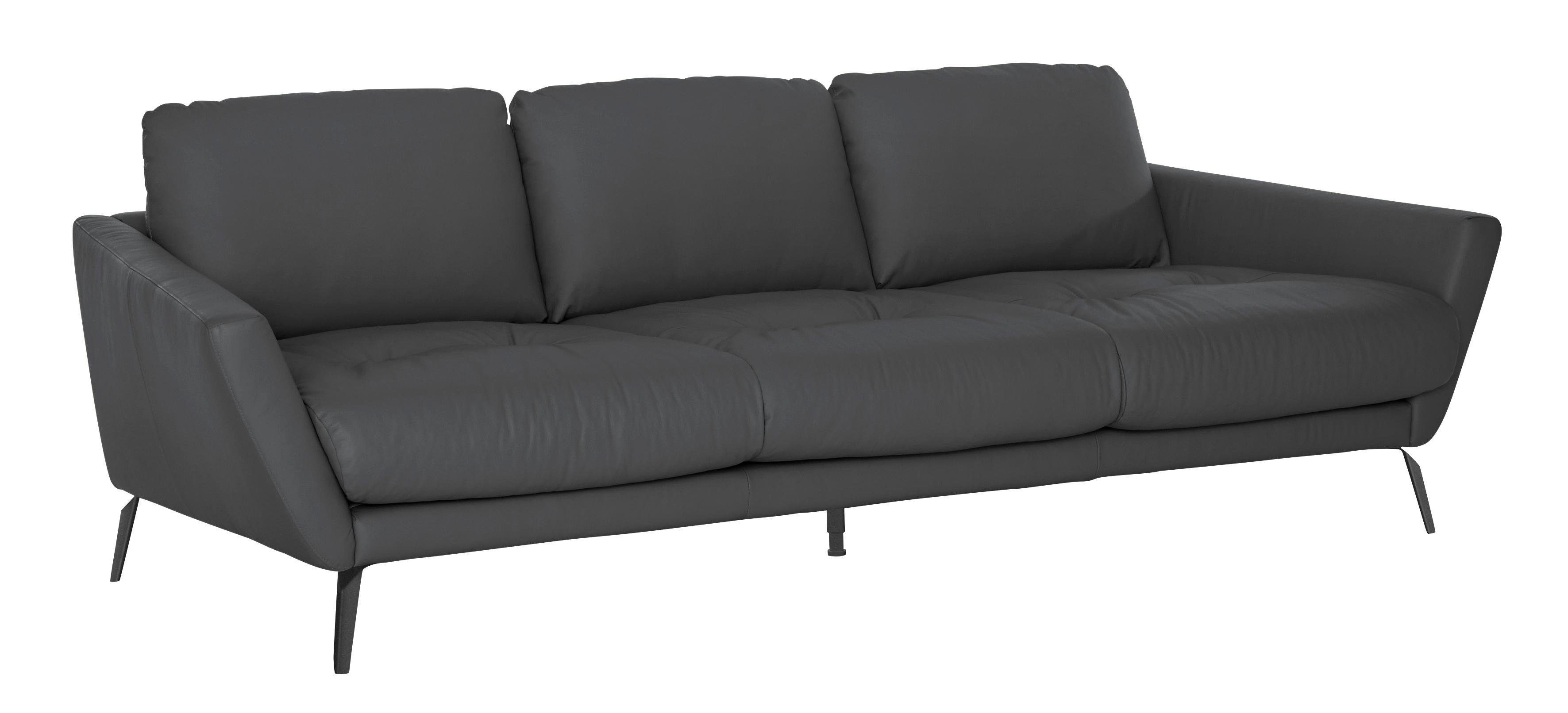 Füße Big-Sofa softy, Heftung W.SCHILLIG mit dekorativer im schwarz pulverbeschichtet Sitz,