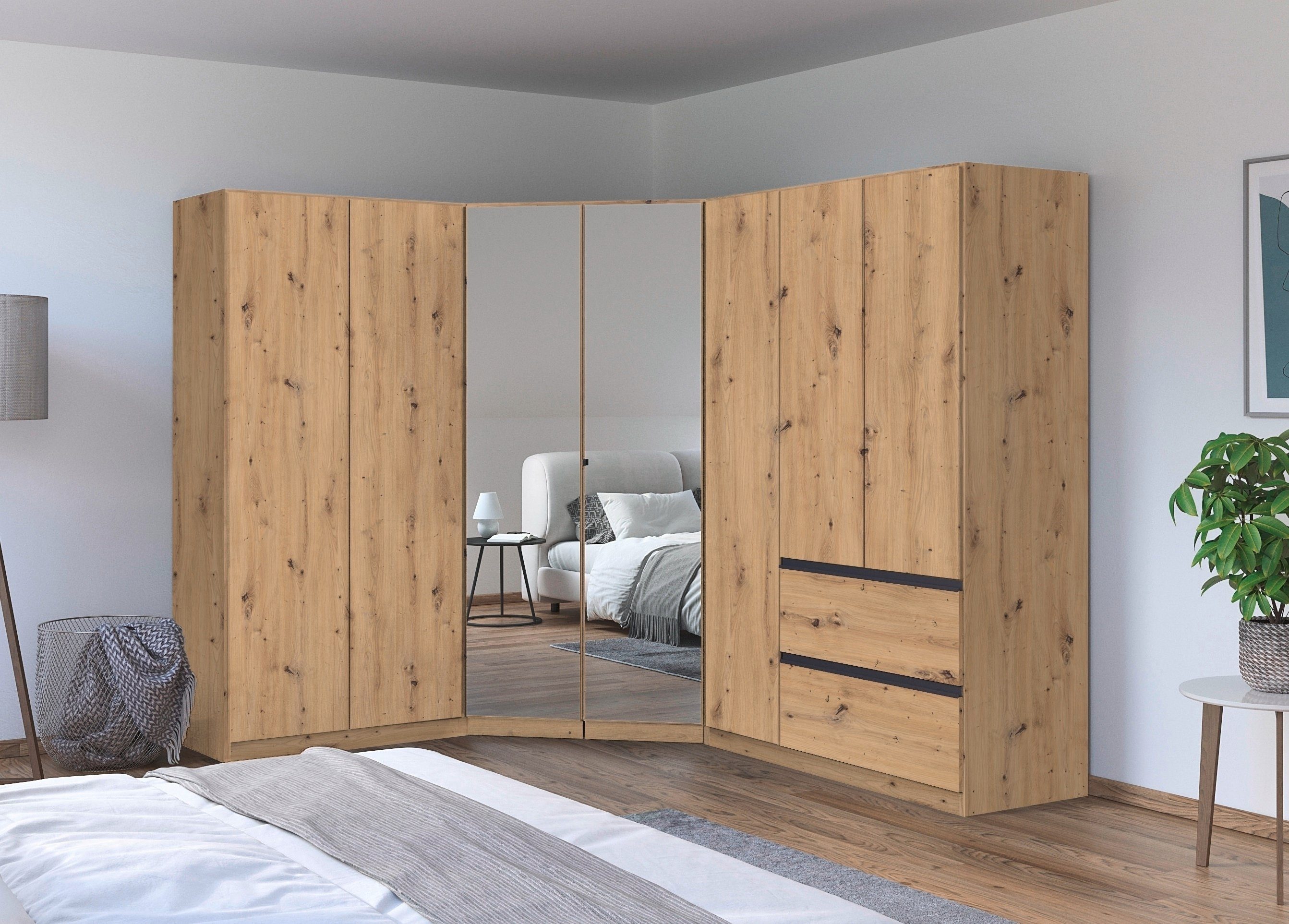 rauch Schrank-Set Kleiderschrank Schrank Garderobe Wäscheschrank COSTA Größe 208x253 cm, (Set, 3-St., in 3 Ausstattungen BASIC/CLASSIC/PREMIUM), viel Platz, gri – Bild 2 von 5