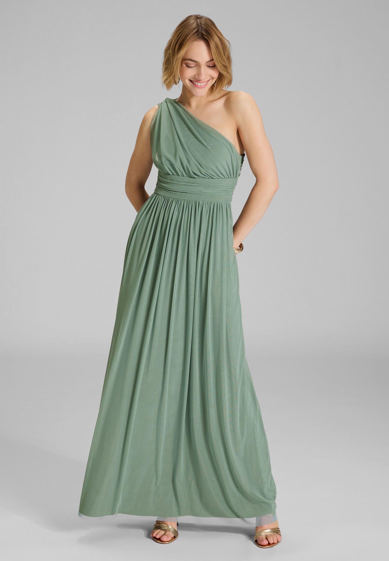 SWING Abendkleid - Abendkleid One Shoulder aus Mesh Taillierter Schnitt mit ausgestelltem Rockteil