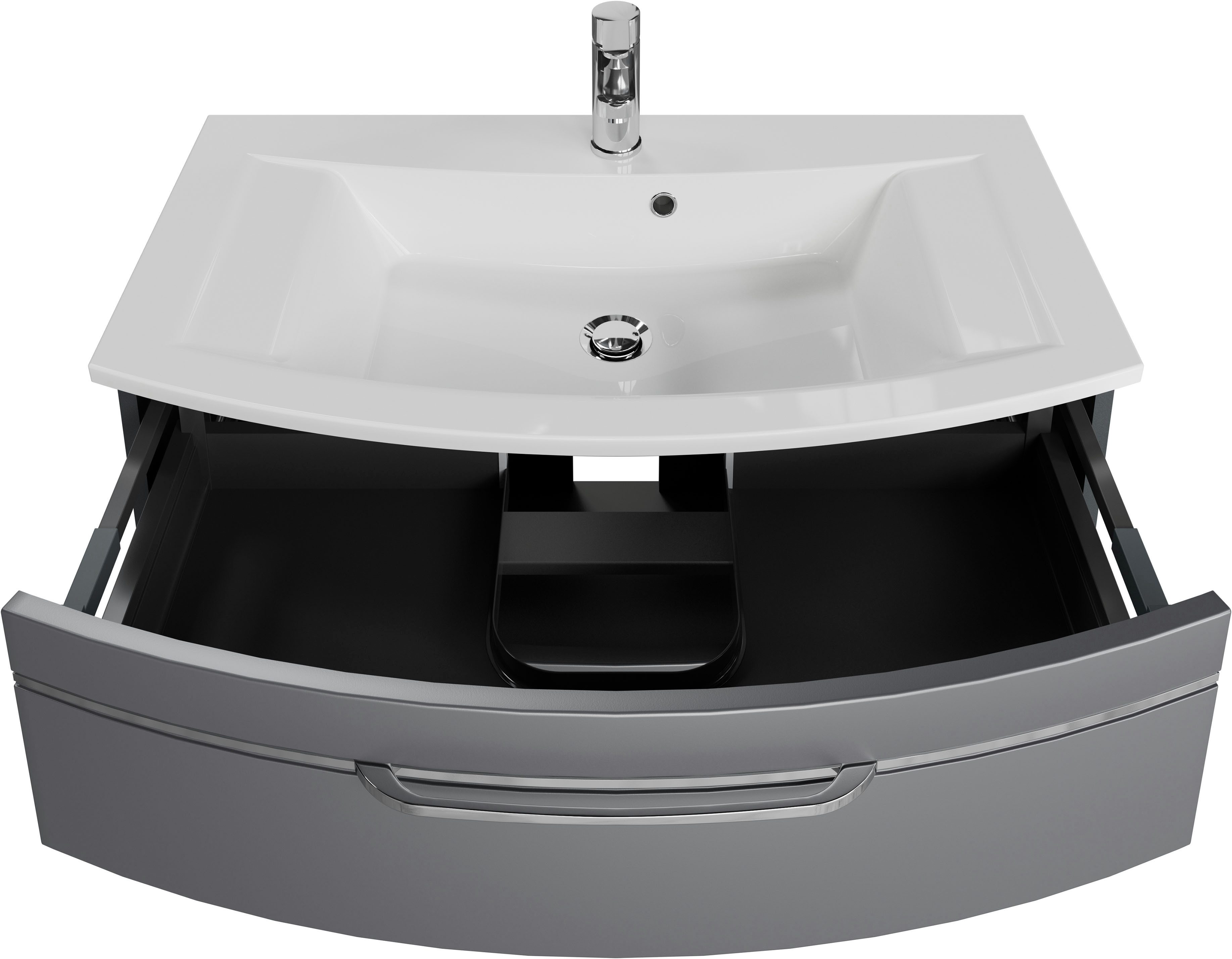 Saphir Waschtisch Serie 7045 Mineralmarmor-Waschtisch und Unterschrank, 91 cm breit, Waschplatz mit 2 Schubladen, Badmöbel Set mit Waschtisch