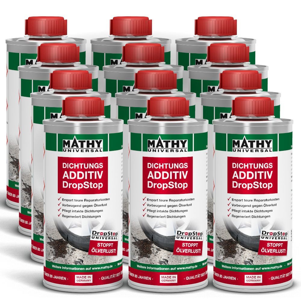 MATHY Öl-Additiv MATHY-DropStop Dichtungs-Additiv 12 x 250 ml, 3,0 l, (12-St) Öl-Additiv stoppt Ölverlust