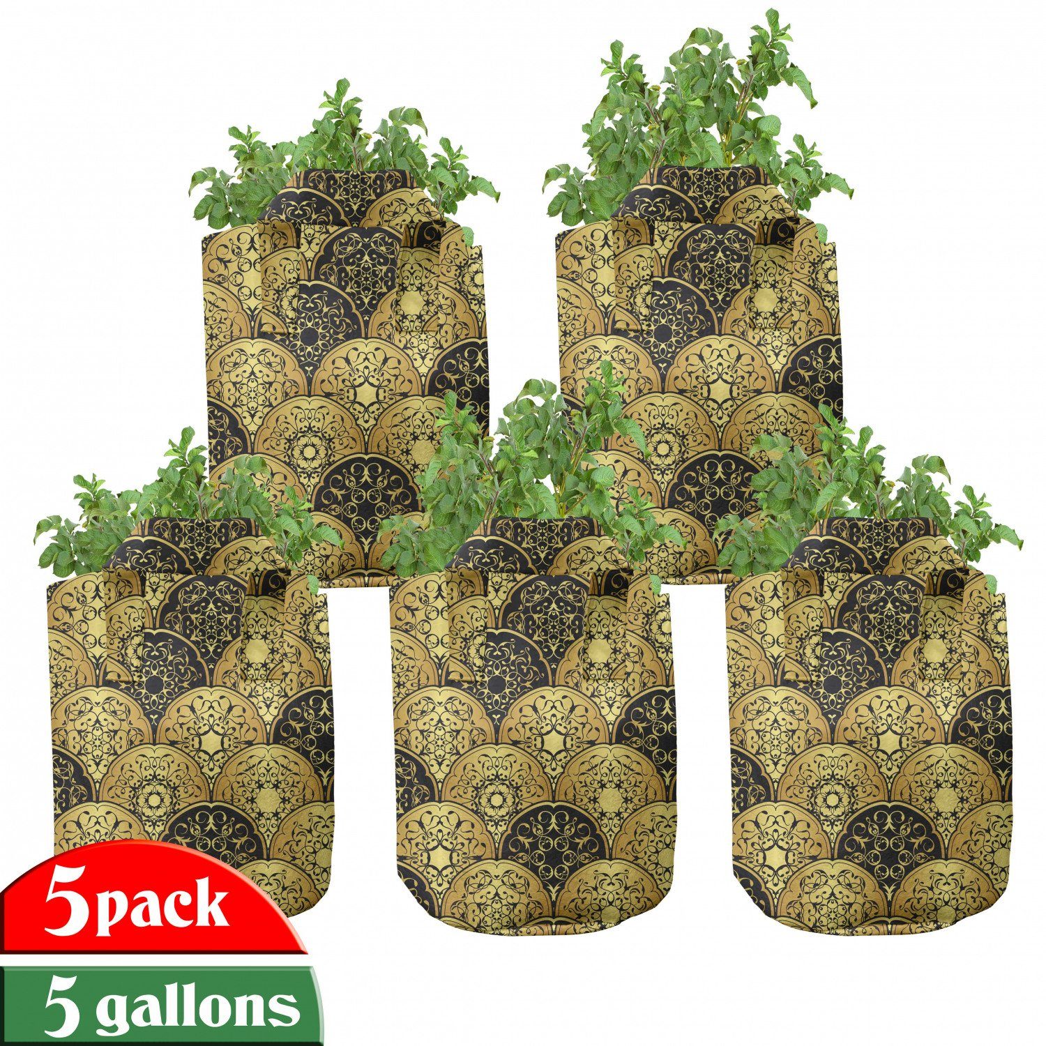 Abakuhaus Pflanzkübel hochleistungsfähig Stofftöpfe mit Griffen für Pflanzen, Mandala Maßstab Stil Kreise