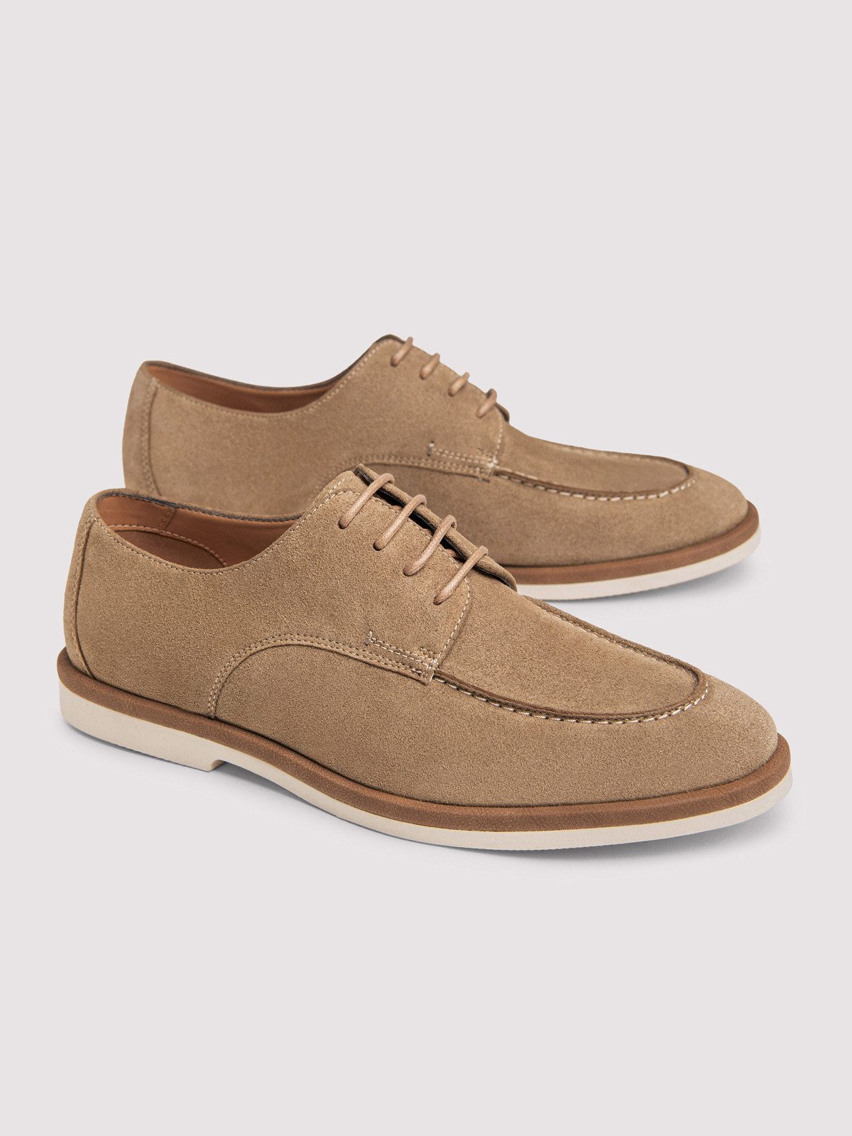 OMBRE Herren Budapester Schuhe aus Wildleder mit elegantem Design Beige 43 Budapester (kein Set) aus echtem Leder