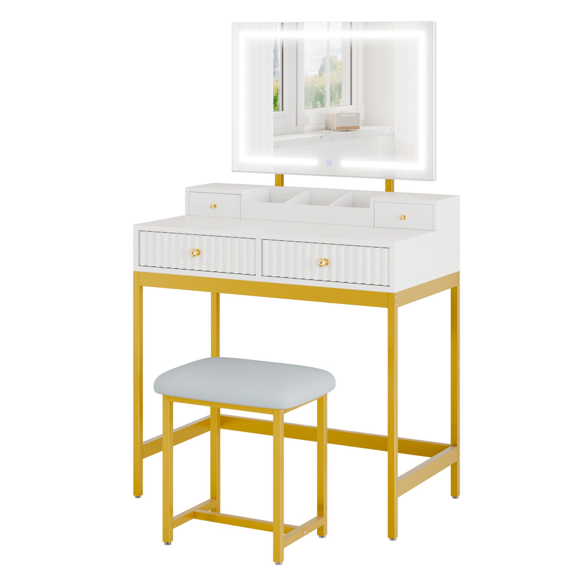 Mondeer Schminktisch Schminktisch mit Hocker, LED-Spiegel (3 Lichtmodi), St günstig online kaufen