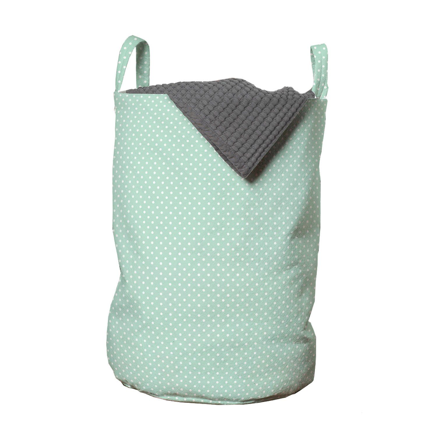 Abakuhaus Wäschesäckchen Wäschekorb mit Griffen Kordelzugverschluss für Waschsalons, Grün Retro kleine Tupfen
