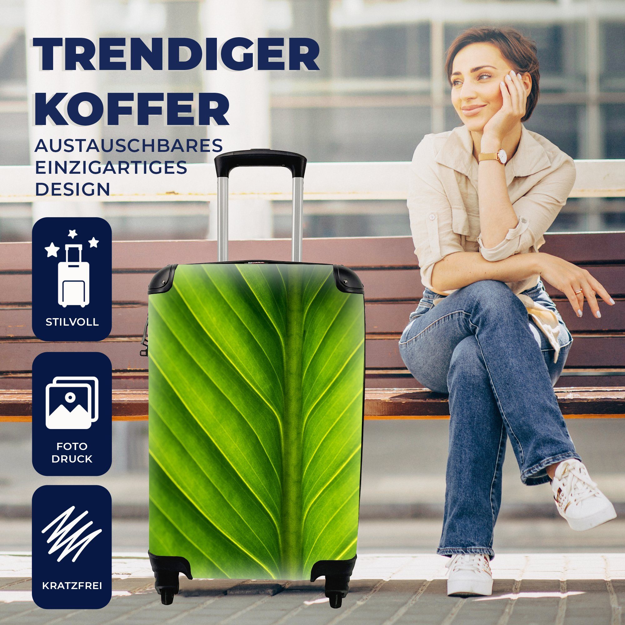 MuchoWow Handgepäckkoffer Mit Blättern gefüllter Handgepäck Trolley, Reisekoffer rollen, Ferien, Rollen, für Reisetasche mit 4 Zweig