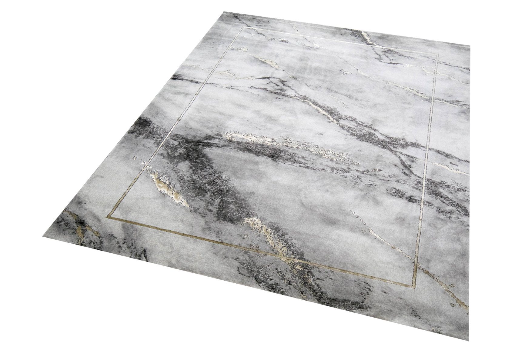 Carpetia Teppich Teppich modern Designerteppich Marmor Optik grau gold, rec günstig online kaufen