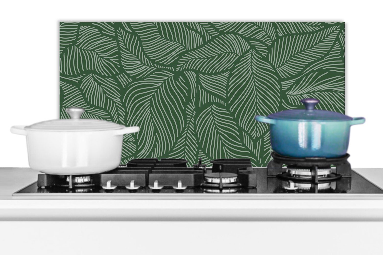 (1-tlg), Küchen für Fett Schmutzflecken cm, Blätter Küchenrückwand Gestaltung Grün Wandschutz, und - MuchoWow gegen 60x30 - Natur, -