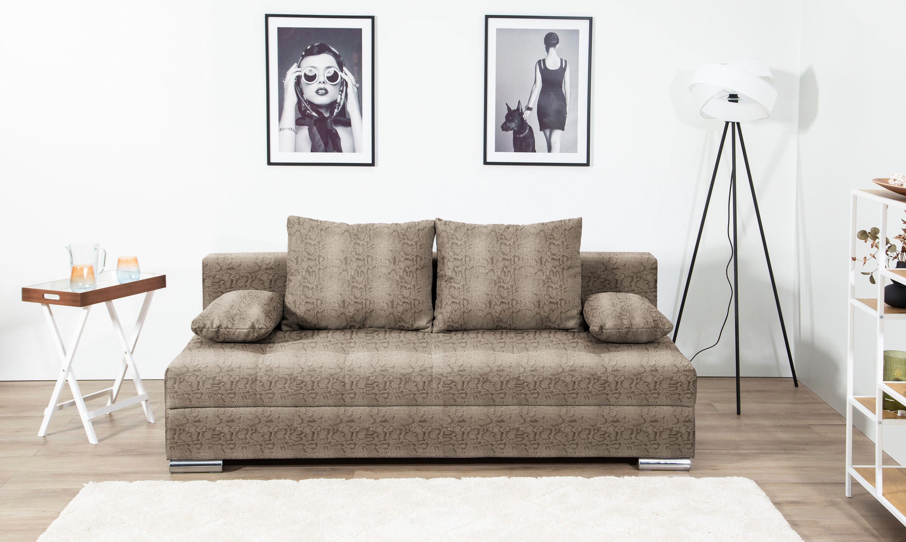 COLLECTION AB Schlafsofa Tania, B: 194 cm, Liegefl. 140x194 cm, Federkern, Schlafcouch mit Gästebett inklusive Rückenkissen