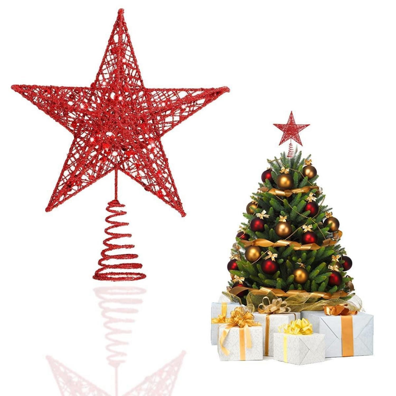 LuxusKollektion Christbaumspitze Baumspitze Stern Rot Glitzernd