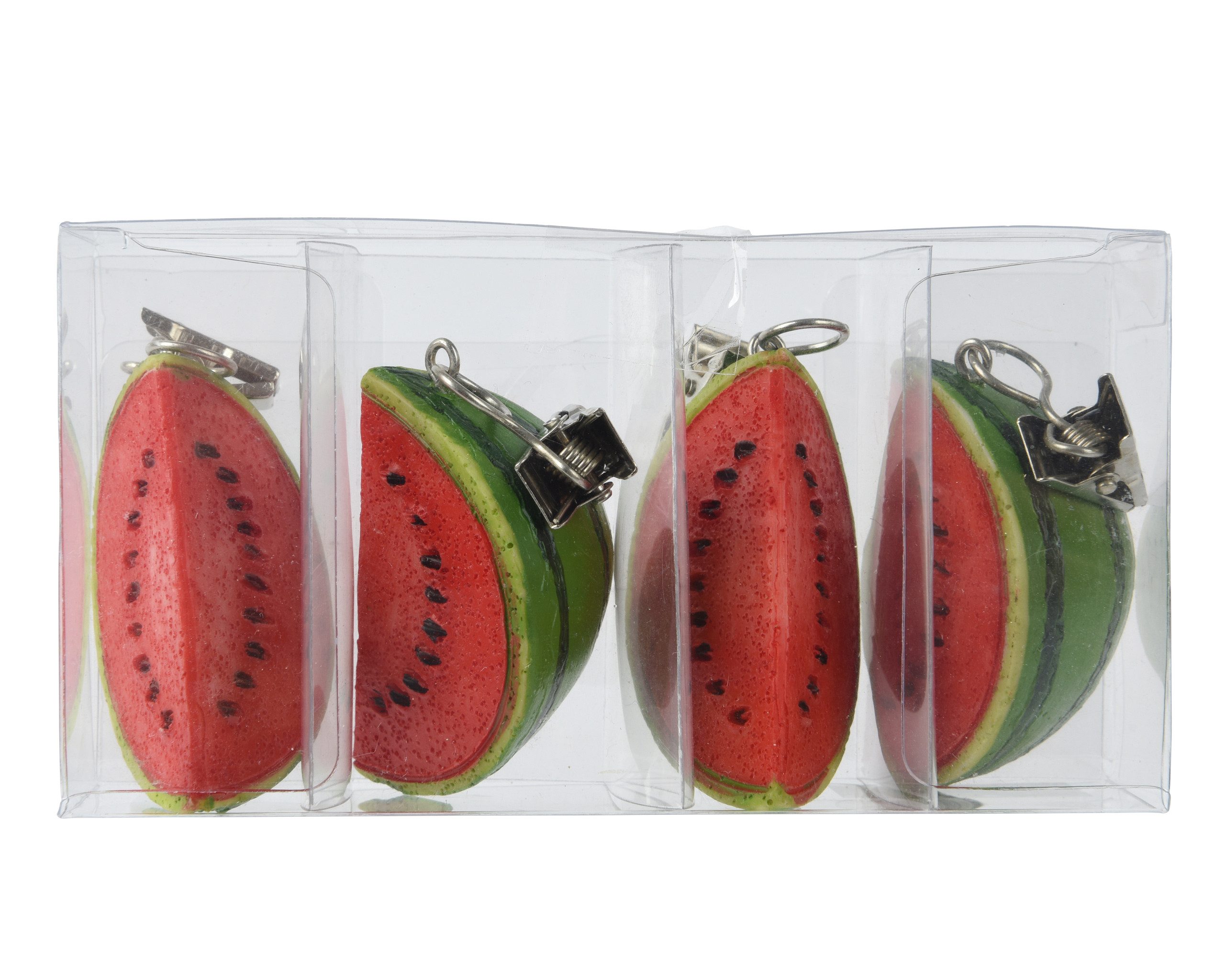Decoris season decorations Tischtuchklammer, Tischdeckenbeschwerer Wassermelone 5x3x3cm Keramik 4er Set Rot / Grün