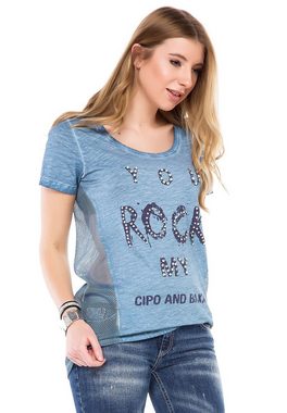Cipo & Baxx T-Shirt mit asymmetrischem Schnitt