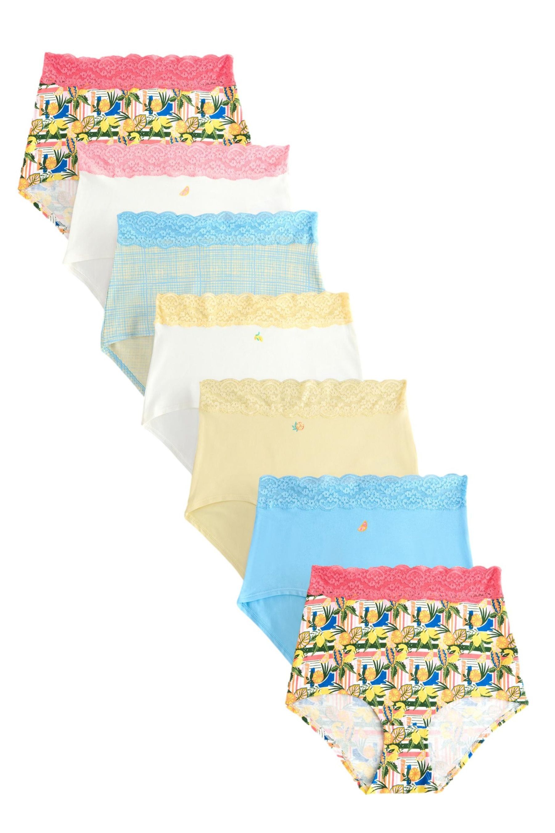 High-Waist-Slip Slips aus Baumwolle und Spitze, volle Bedeckung