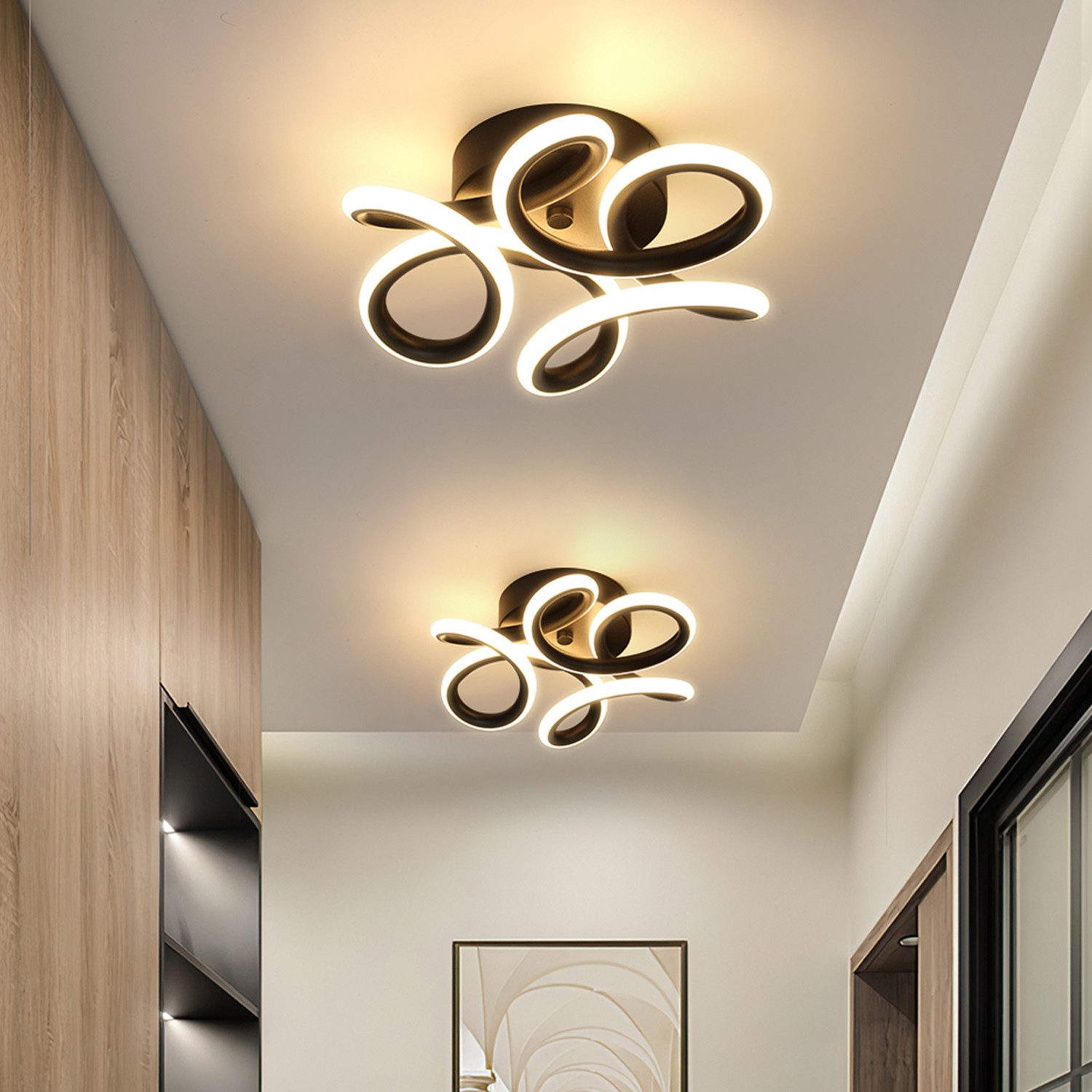 oyajia LED Deckenleuchte Schwarz Geometrie LED günstig online kaufen