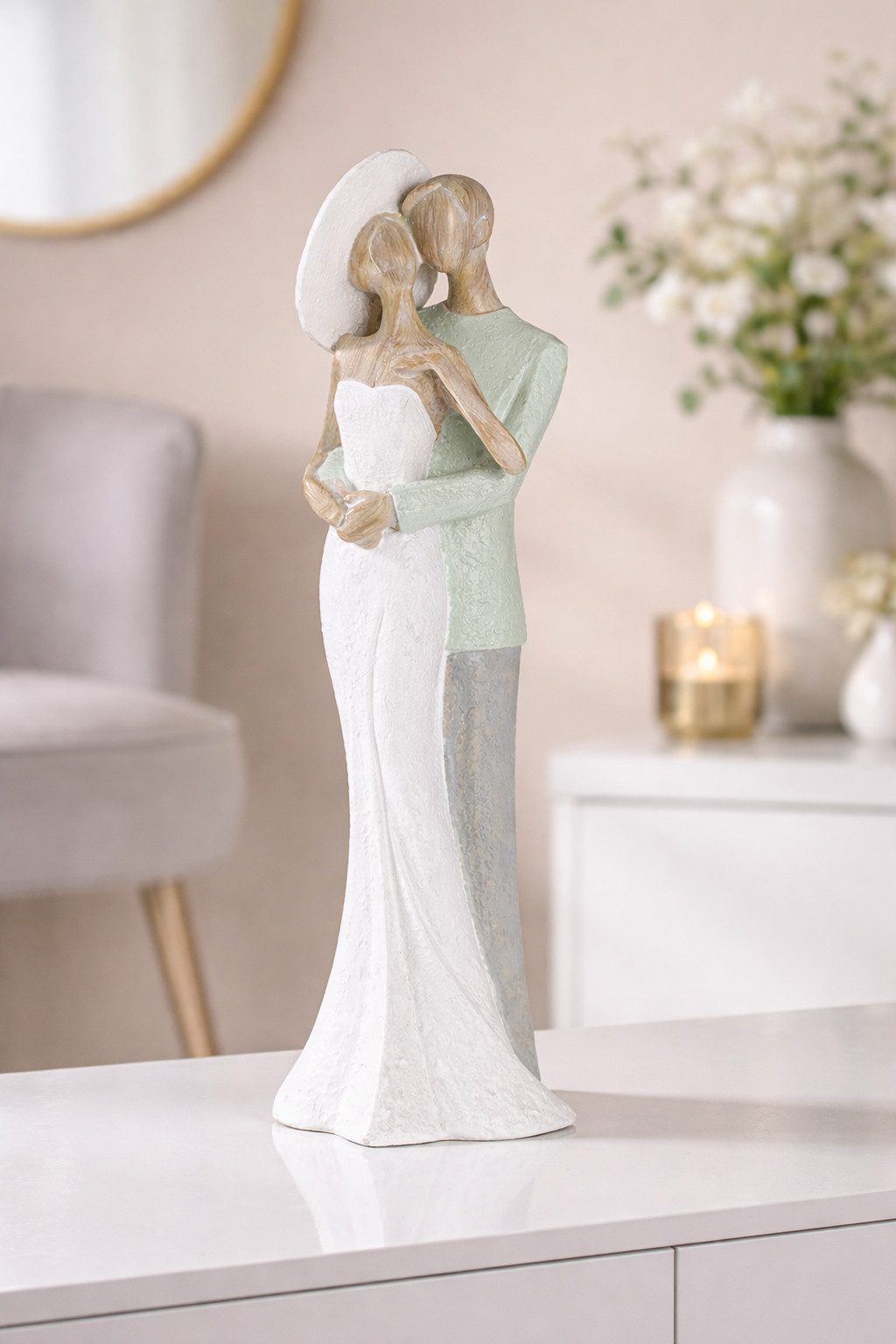 MF Dekofigur Dekofigur Paar Lady Gentleman Elegant Grün Weiß 31 cm (1 St)
