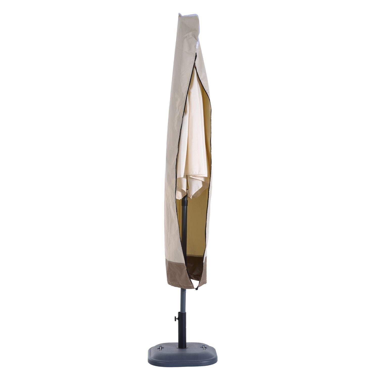 Outsunny Sonnenschirm-Schutzhülle Schutzhülle bis Ø300 cm Oxfordstoff Beige + Kaffee Ø50 x 190 cm (Abdeckung, 1-St., Schirmschutzhaube mit Reißverschluss), Beige + Kaffee Ø50 x 190 cm