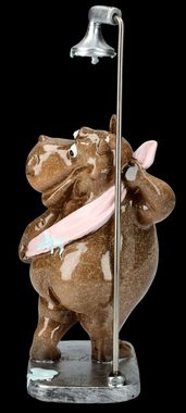Figuren Shop GmbH Dekofigur Lustige Nilpferd Figur beim Duschen - Flusspferd Dekofigur Tierdeko