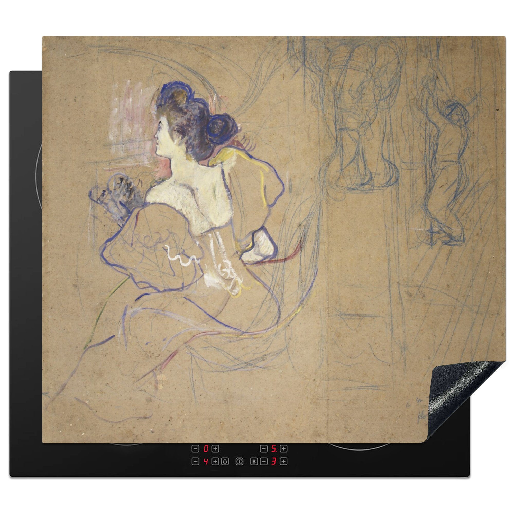 MuchoWow Herdblende-/Abdeckplatte Madame Thadée Natanson - Gemälde von Henri de Toulouse-Lautrec, Vinyl, (1 tlg), 60x52 cm, Mobile Arbeitsfläche nutzbar, Ceranfeldabdeckung
