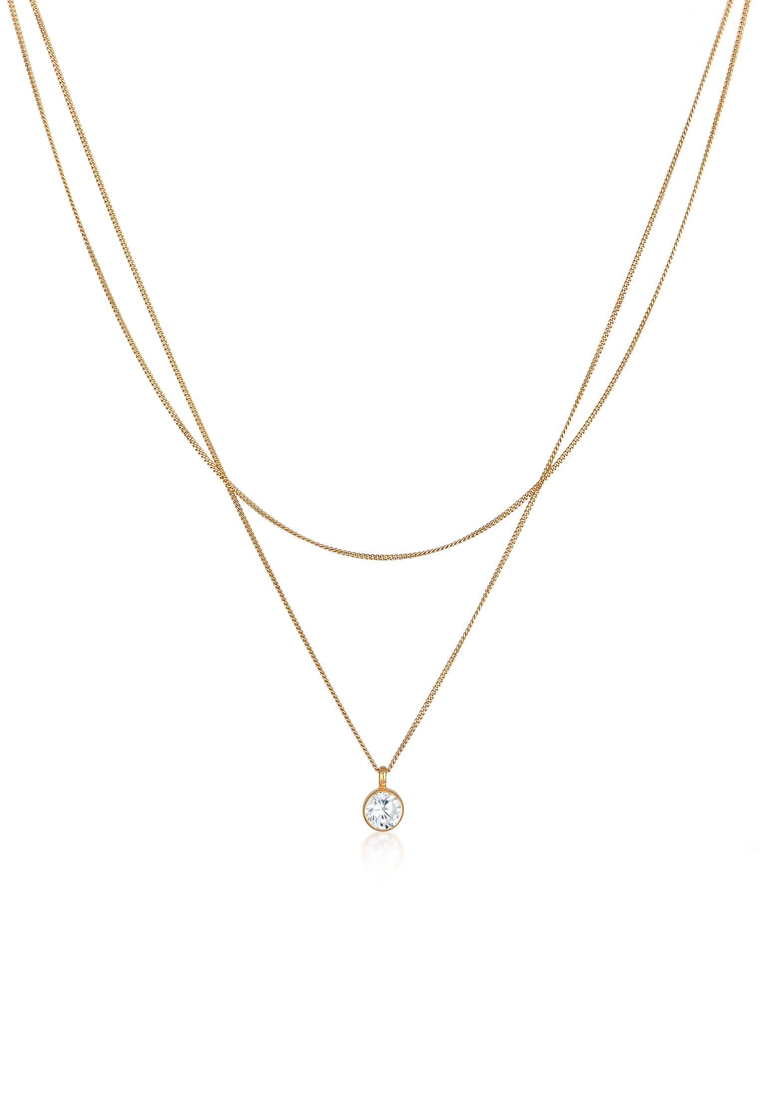 Elli Ketten-Set 2-lagig Layer Zirkonia Solitär 925 Silber günstig online kaufen