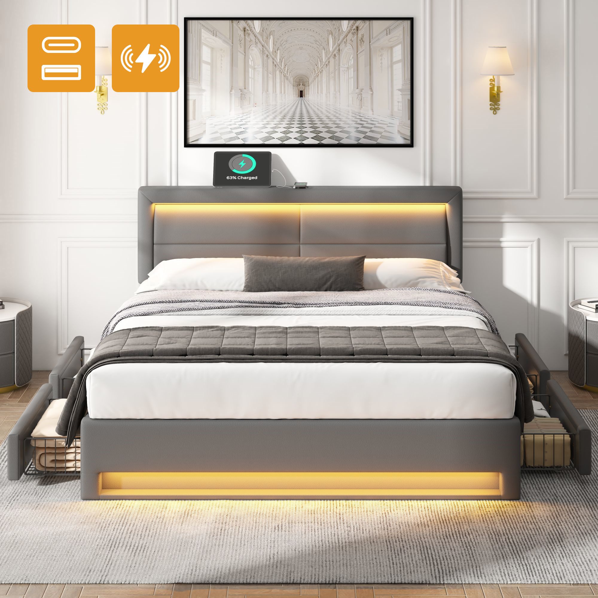 HAUSS SPOLE Polsterbett 140x200cm, mit USB-Anschluss, günstig online kaufen