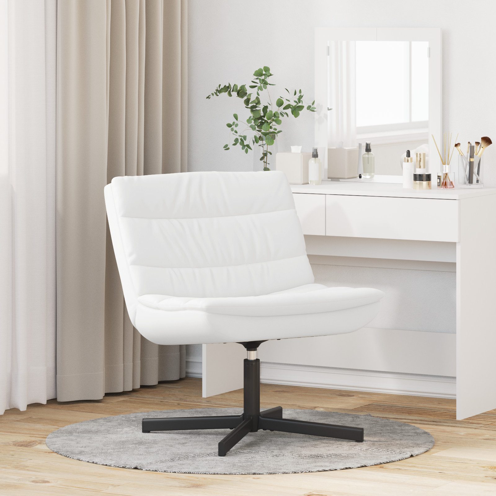 vidaXL Relaxsessel Drehstuhl Weiß Polyester, Metallrahmen günstig online kaufen