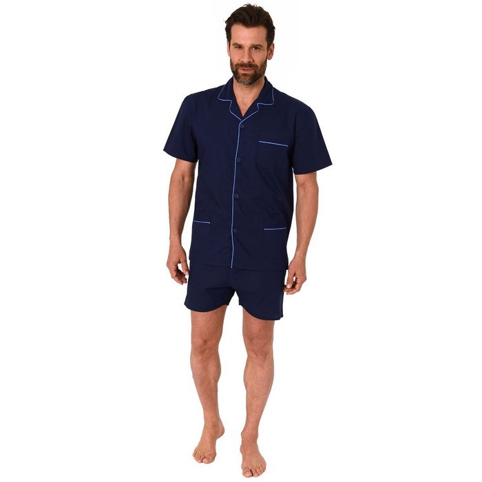 Normann Pyjama Klassischer Herren Shorty Pyjama kurzarm gewebt mit durchknöpfbarem Oberteil - 105 91 120