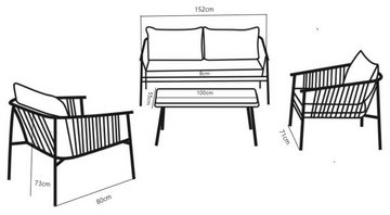 Destiny Gartenlounge-Set VERONA, (Set, 11-tlg), 1 Sofa, 2 Sessel, 1 Tisch, Tischplatte aus Glaskeramik, anthrazit