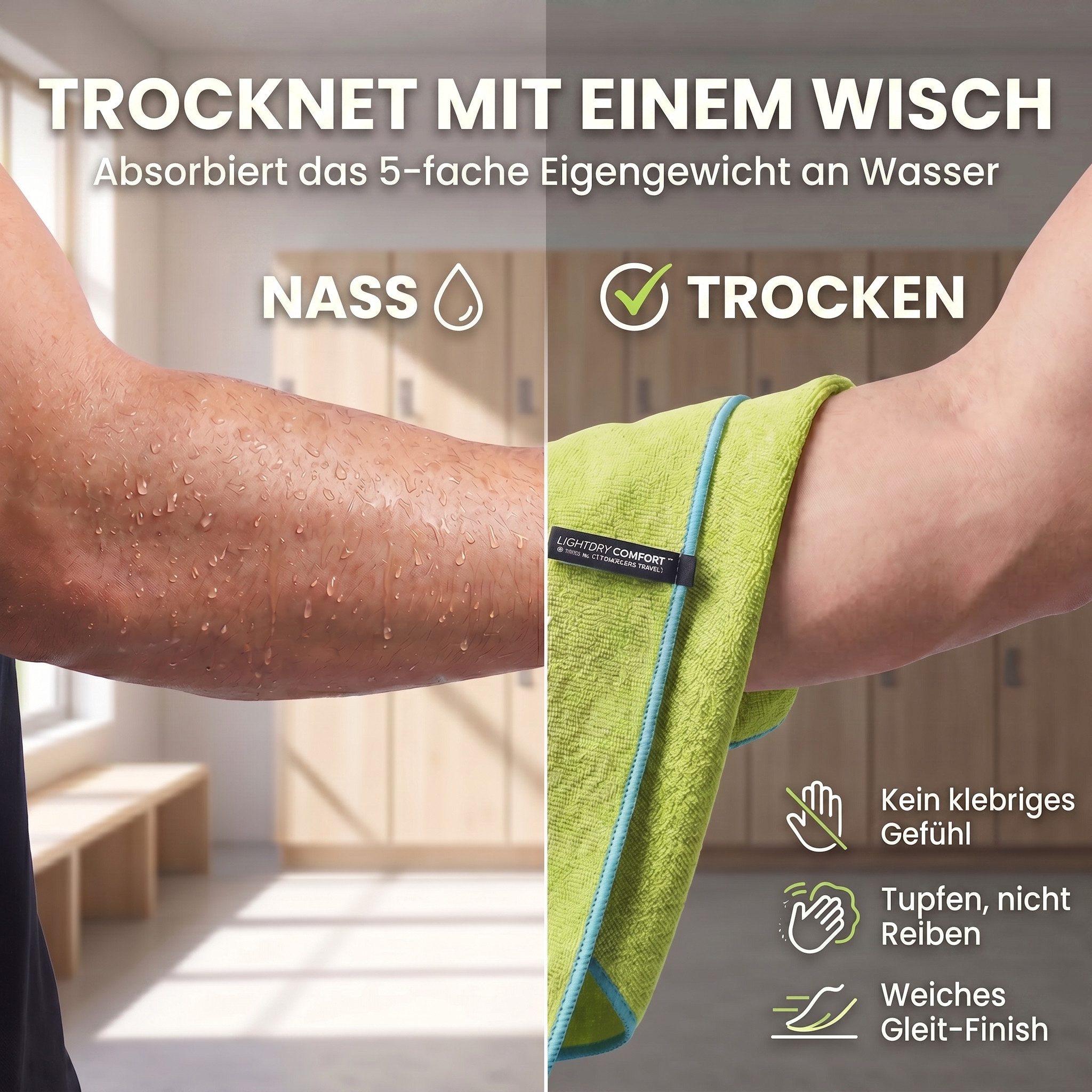 LightDry Reisehandtuch LightDry Reisehandtuch – Leichtes Mikrofaser-Sport und Strandhandtuch, Sport, Strand & Badehandtuch – Bild 4 von 5