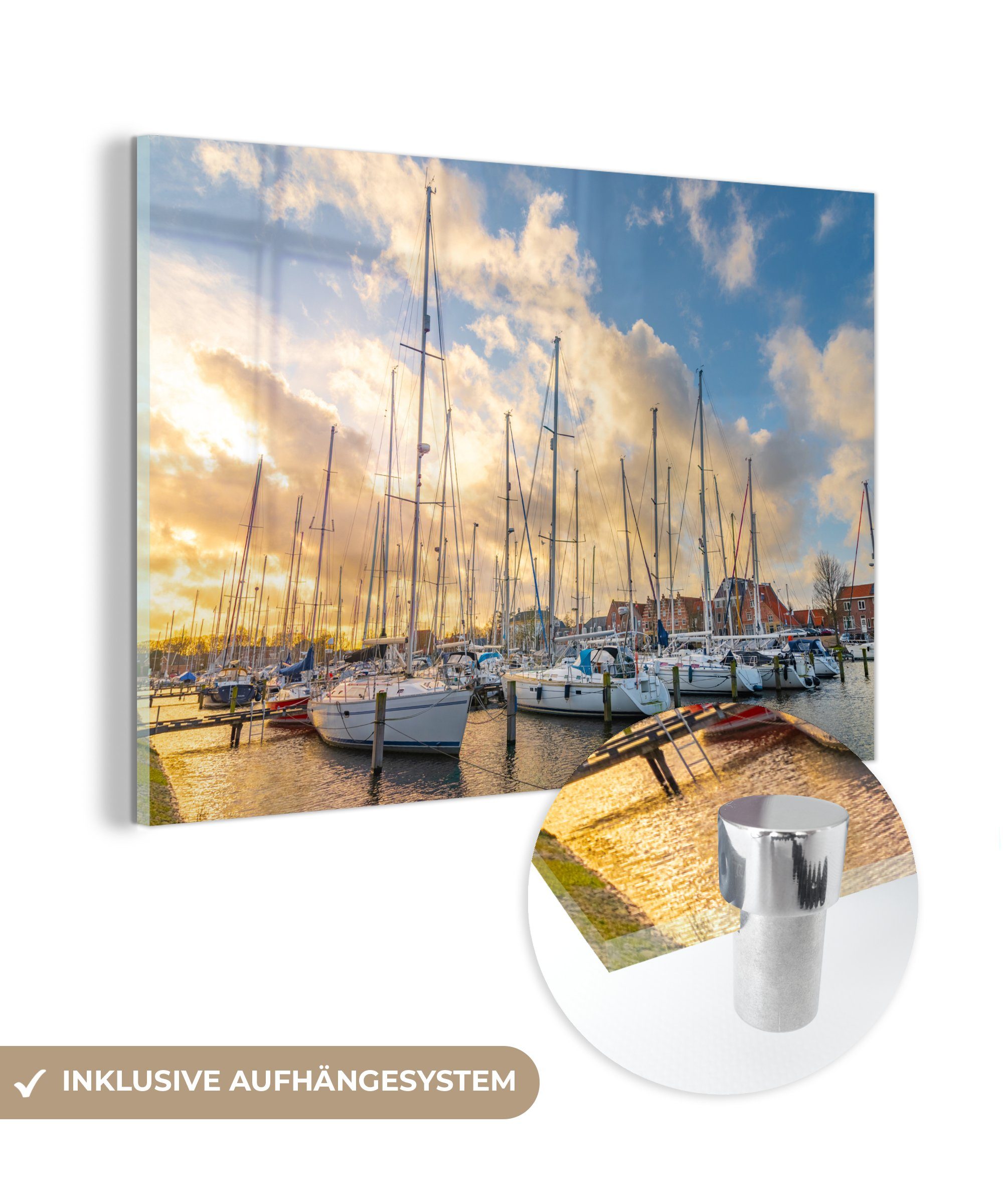 St), Acrylglasbild - Foto Bilder - auf Segelboot Wanddekoration auf Glas Glasbilder (1 - Wandbild MuchoWow Glas Meer - Hafen, -