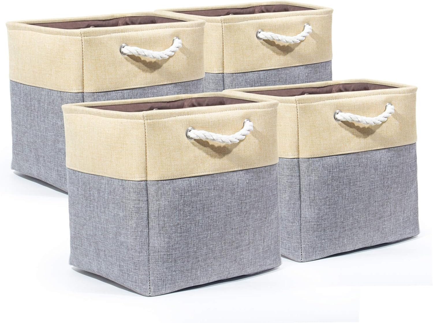 Zedelmaier Aufbewahrungskorb Faltbare Aufbewahrungskörbe aus Baumwolle (Set, Set of 4), Aufbewahrungswürfel mit Griffen für Regalschrank